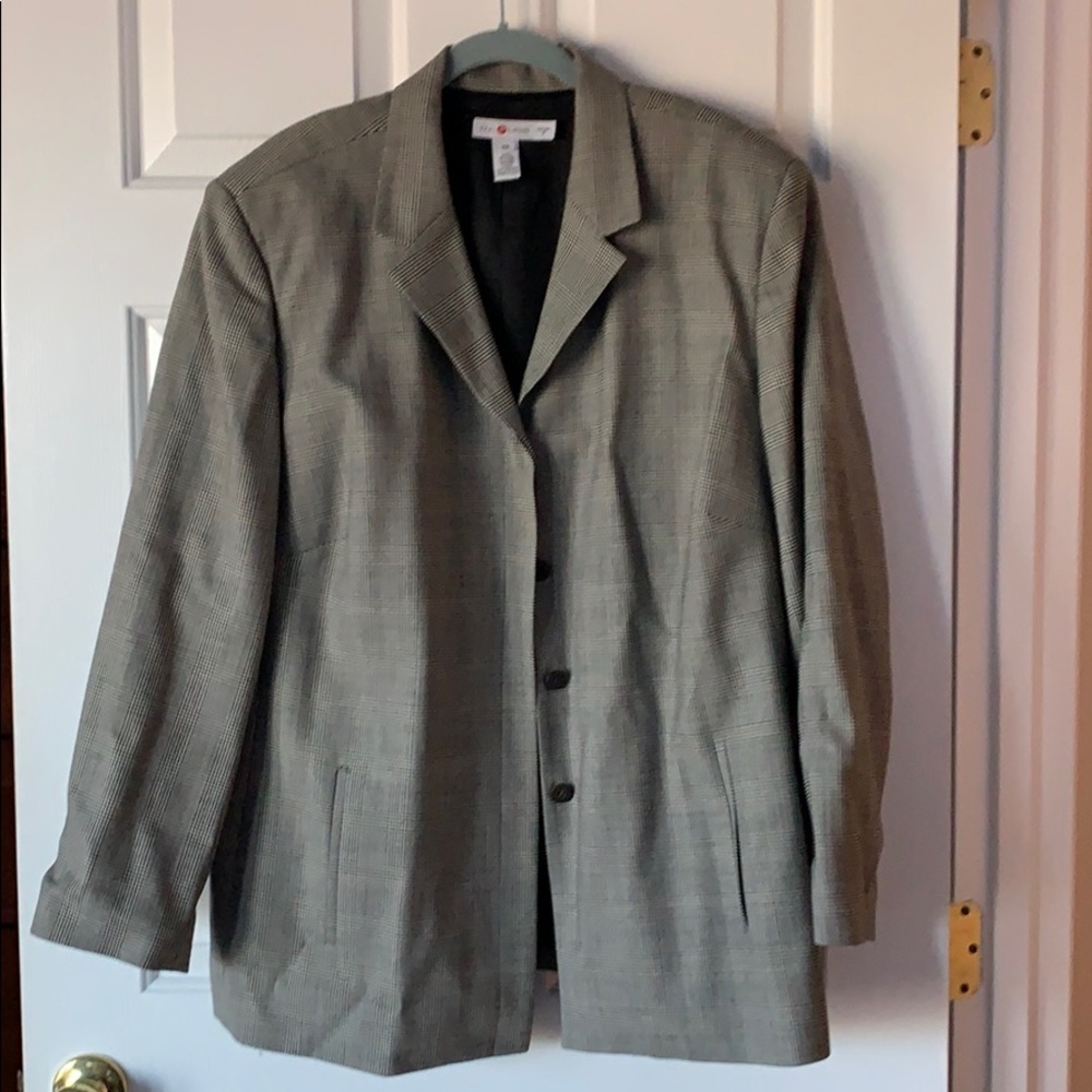 Salon Z Saks glen plaid wool jacket